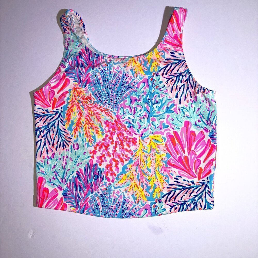 Lilly Pulitzer Girl's Haley Tankini Top UPF 50+ - Size 9 - Colorful, Coral